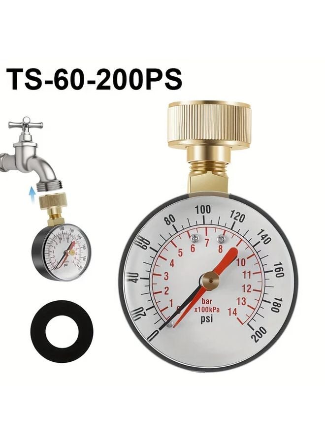 Stainless Steel Water Pressure Test Gauge 60 200 PSI Dual Scale Quick Connect - Image 2