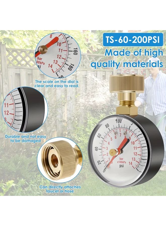 Stainless Steel Water Pressure Test Gauge 60 200 PSI Dual Scale Quick Connect - Image 5