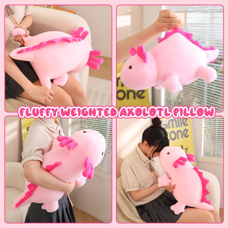 SQEQE Weighted Axolotl Plush Toy, Pink Axolotl Stuffed Animals Cute Plush Pillow, Cute Weighted Stuffed Animals Gifts for Girls & Boys Pink 13.8 Inch, 1.6 Lbs - Image 5