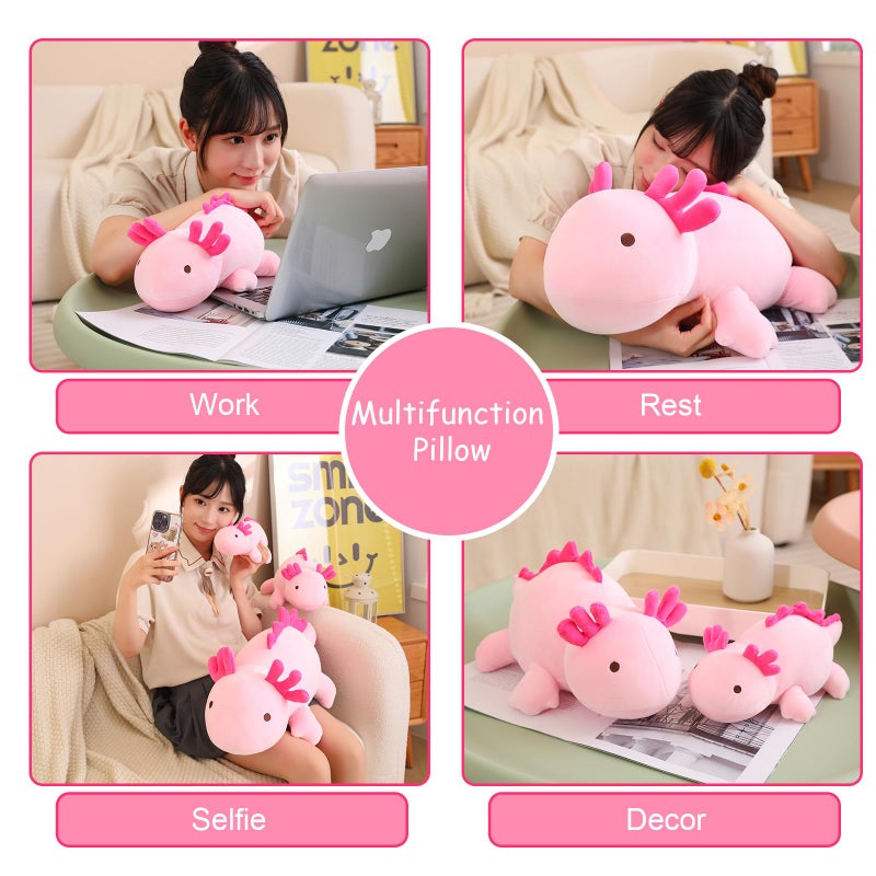 SQEQE Weighted Axolotl Plush Toy, Pink Axolotl Stuffed Animals Cute Plush Pillow, Cute Weighted Stuffed Animals Gifts for Girls & Boys Pink 13.8 Inch, 1.6 Lbs - Image 4