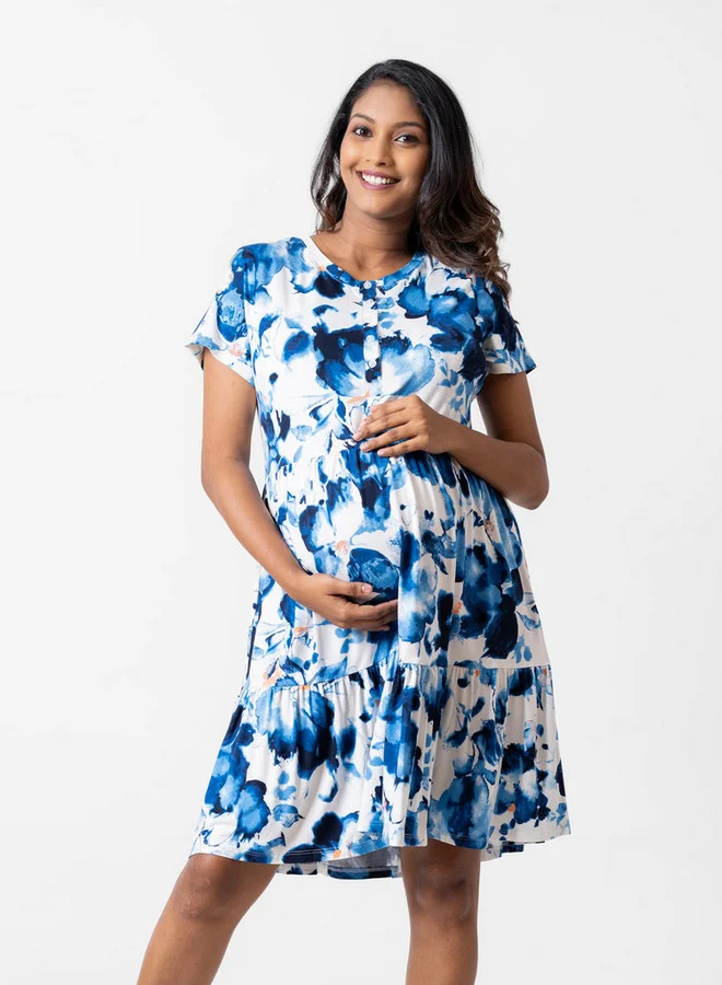 Aadaraya Aadaraya All-Over Floral Print Maternity Sleepshirt