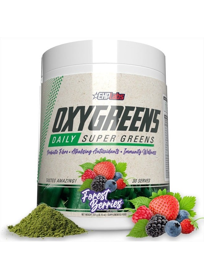 EHP Labs - EHPlabs OxyGreens Super Greens Powder - Spirulina & Chlorella Superfood, Green Juice Powder & Greens Supplements with Prebiotic Fibre, Antioxidants & Immunity Support, 30 Serves (Forest Berries) - Image 1