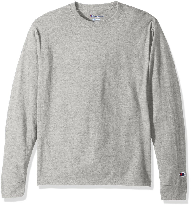 Champion Champion Men's Cotton Long Sleeve Tee, oxford gray, Large 