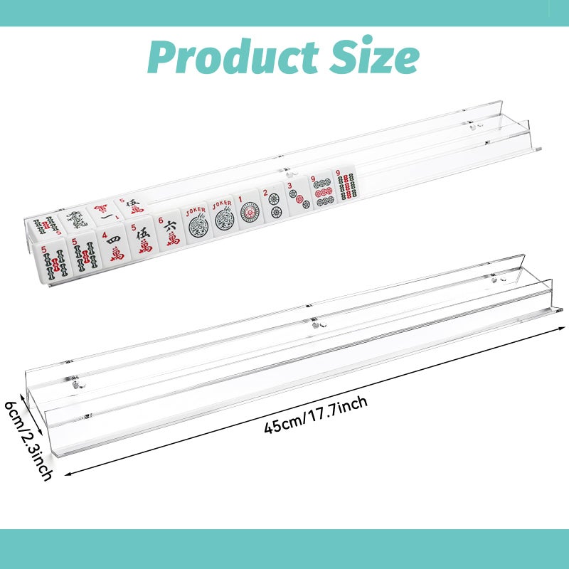 DoubleFill 4 Pack Mahjong Tile Rack & Pusher Set, Acrylic All-in-one Holders, Flat Magnetic Mahjong Racks for Organizing Tiles, Easy to Use for Home Game Nights(Flat Edge, Clear) - Image 2
