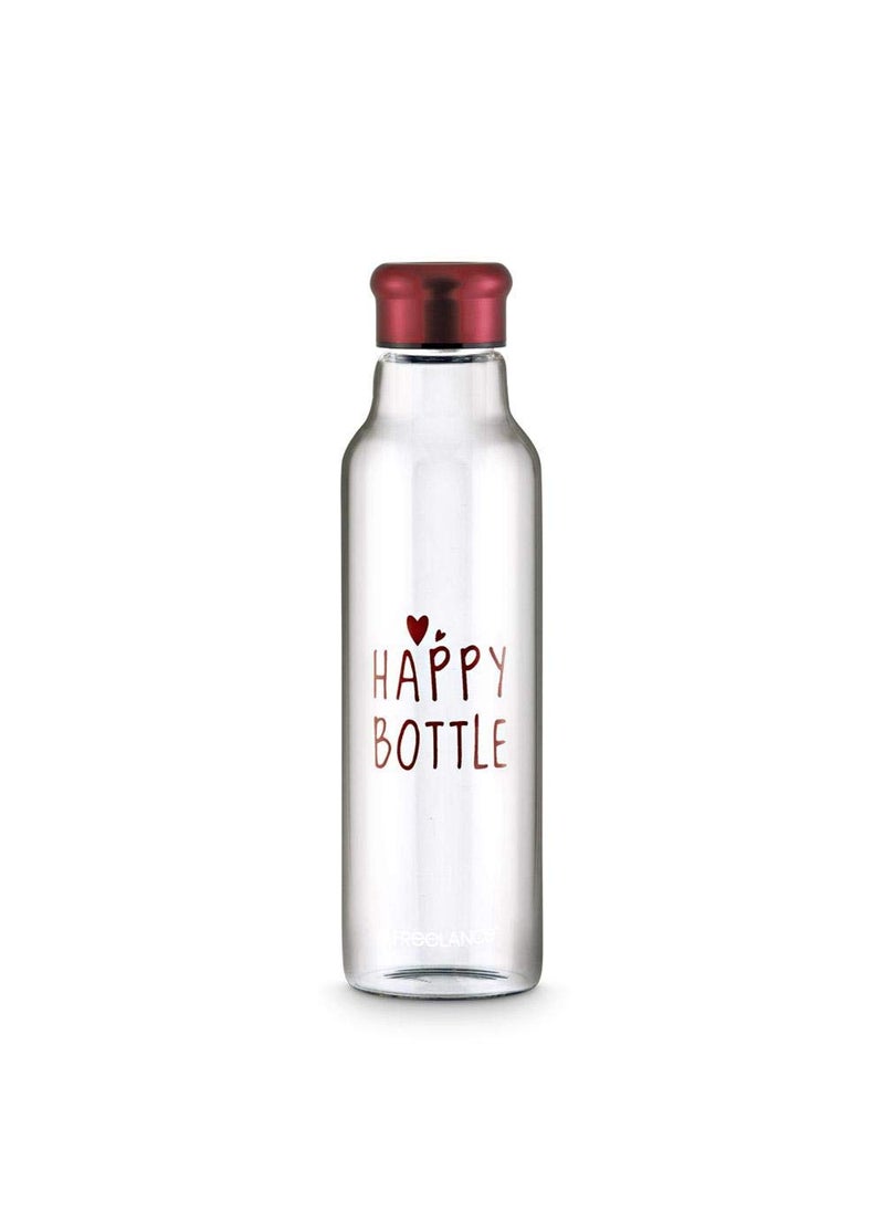 Freelance Freelance Happy Glass Water/Beverage/Juice/Milk Fridge Bottle (900 ml, Red)  - Image 1