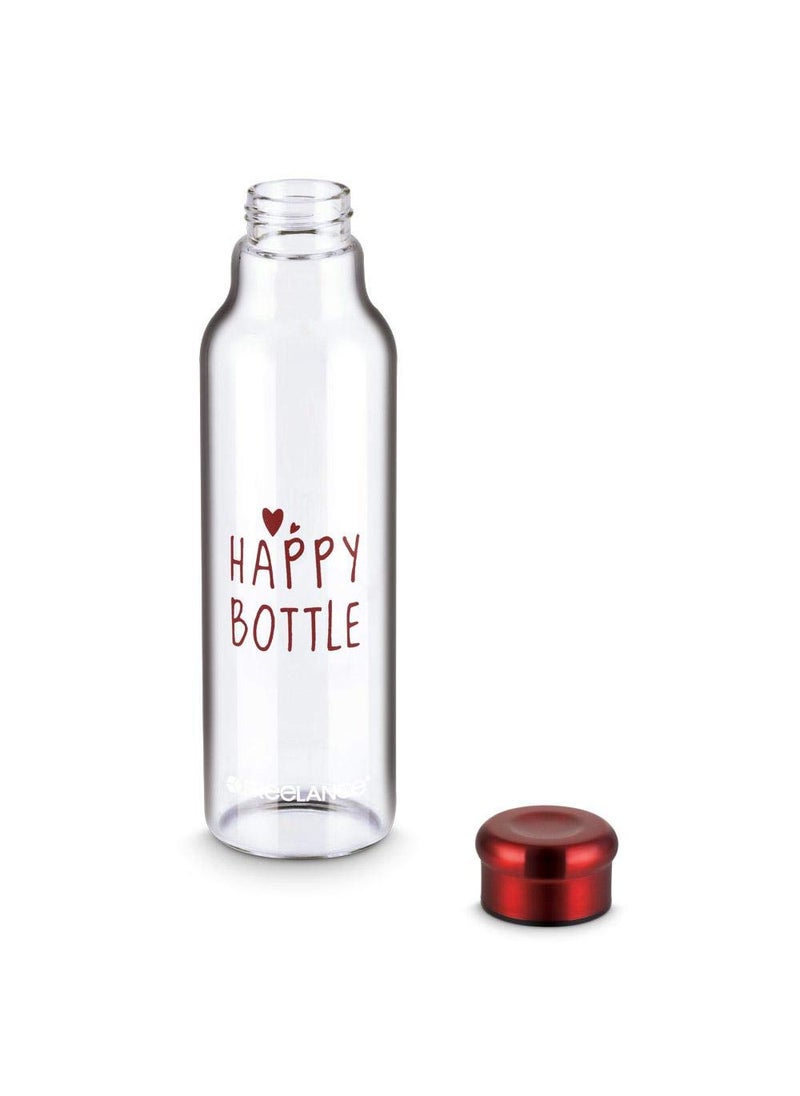 Freelance Freelance Happy Glass Water/Beverage/Juice/Milk Fridge Bottle (900 ml, Red)  - Image 2