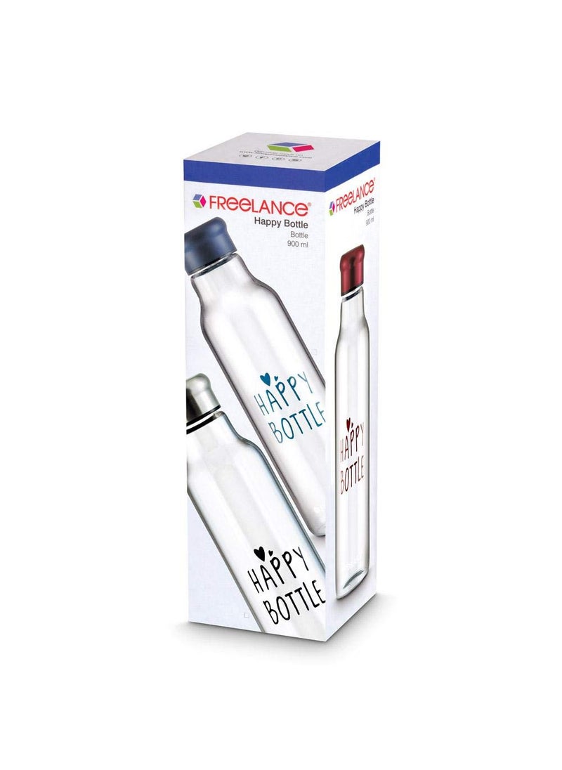 Freelance Freelance Happy Glass Water/Beverage/Juice/Milk Fridge Bottle (900 ml, Red)  - Image 5