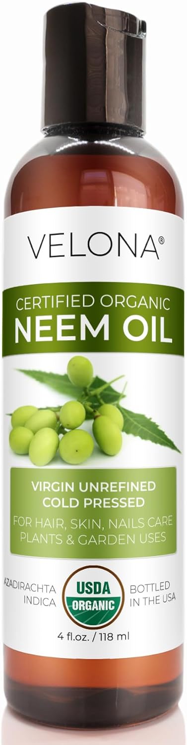 velona Neem Oil USDA Certified Organic  4 fl oz  100 Pure and Natural Carrier Oil  Virgin Unrefined Cold Pressed  Hair Body and Skin Care  Use Today  Enjoy Results