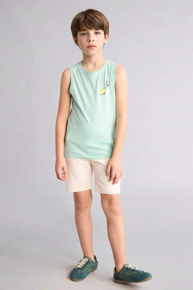 ديفاكتو Boy Regular Fit Slogan Tank Top