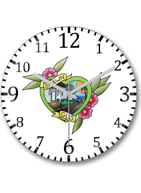 Print Shop Psych Shawn Gus Wall Clock Curved Real Glass