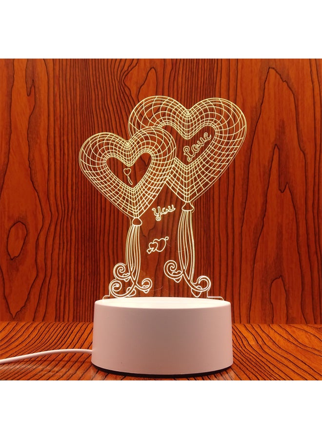 Swan Night Light Plug USB Bedside Lamp Creative Girl Cartoon 3D Table Lamp Bedroom LED Gift Lamp-Color:Two Hearts-Dimensions:USB Charging Touch Remote Control 16 Colors (with Lithium Battery)  - Image 1