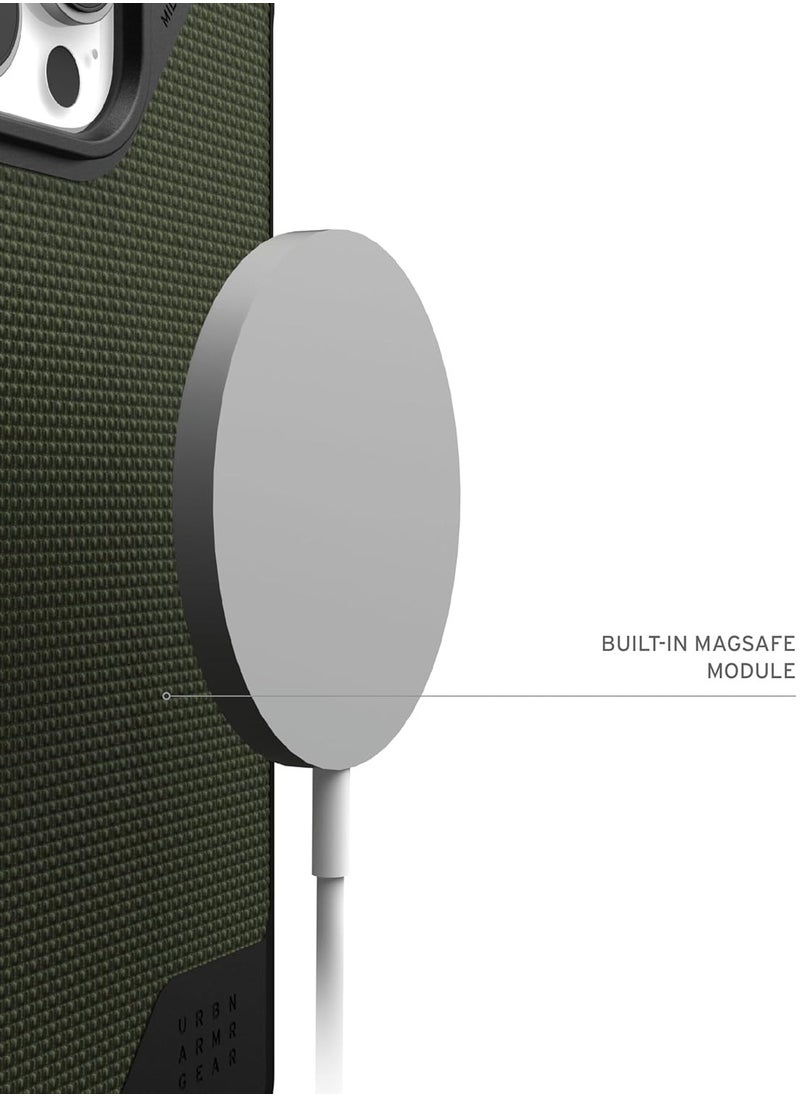 Urban Armor Gear غطاء حماية UAG Metropolis LT MagSafe لهاتف iPhone 16 Pro Max [تم اختباره عند السقوط من ارتفاع 18 قدمًا] - Kevlar Olive  - Image 5
