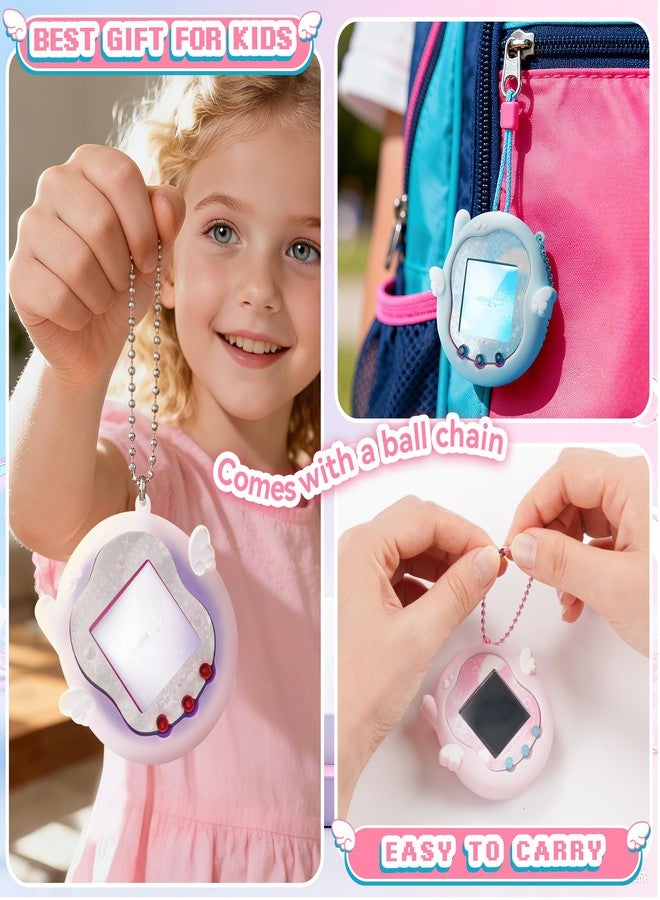 Kuitmor Cute Angel Whisper Silicone Case Compatible with Tamagotchi Uni, Full-Body Protective Cover with Decorative Stickers and Beaded Chain - Pink - Image 4