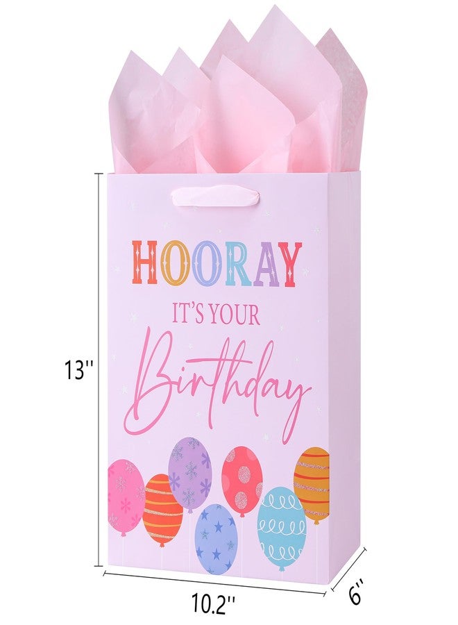 SUNCOLOR 13" Large Birthday Gift Bag with Tissue Paper&Greeting Card-For Kids,Moms,Girls' Birthday - Image 2