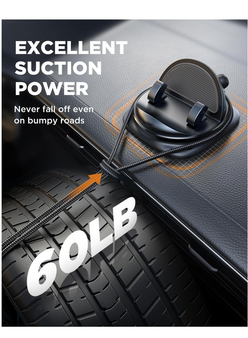 Dashboard Phone Holder Car, [Adjustable Spring Design] Non Slip Phone Pad for Car 360° Rotatable Silicone Car Phone Mount, Desk Phone Stand Compatible with iPhone, Android, GPS - Image 4