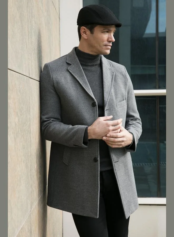 Buratti  Buratti Slim Fit Single Slit Buttoned Mono Collar Cashmere Coat Men's COAT 5840098 for Men | Best Price UAE