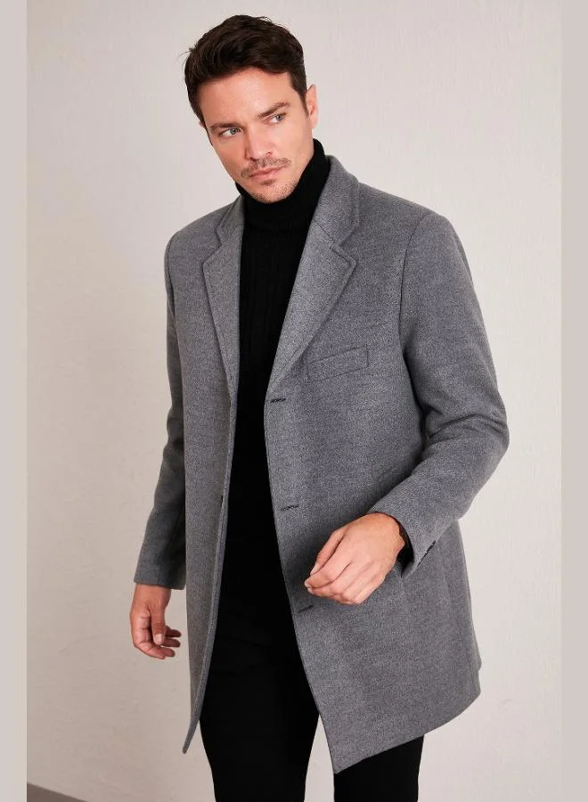 Buratti  Buratti Slim Fit Single Slit Buttoned Mono Collar Cashmere Coat Men's COAT 5840098 for Men | Best Price UAE