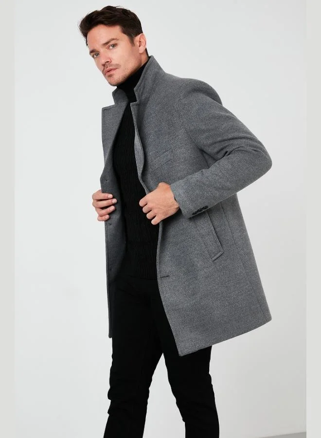 Buratti  Buratti Slim Fit Single Slit Buttoned Mono Collar Cashmere Coat Men's COAT 5840098 for Men | Best Price UAE