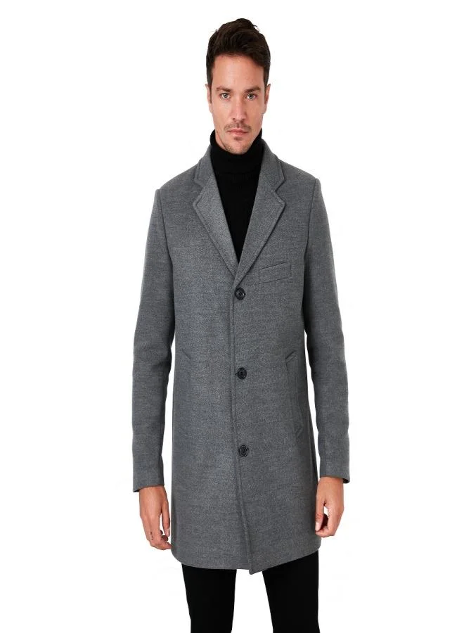 Buratti  Buratti Slim Fit Single Slit Buttoned Mono Collar Cashmere Coat Men's COAT 5840098 for Men | Best Price UAE