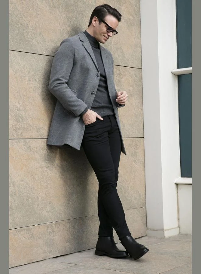 Buratti  Buratti Slim Fit Single Slit Buttoned Mono Collar Cashmere Coat Men's COAT 5840098 for Men | Best Price UAE