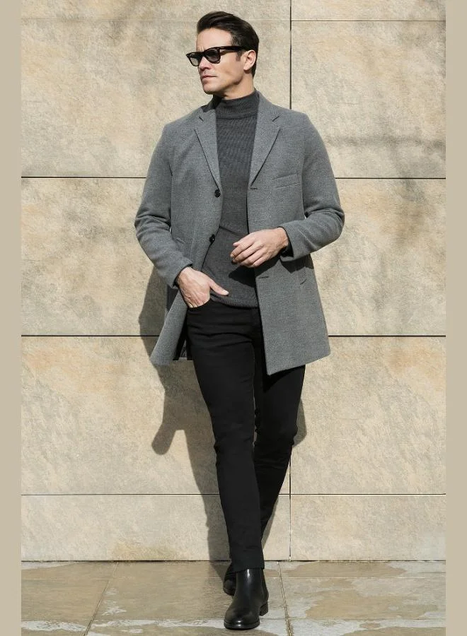 Buratti Slim Fit Single Slit Buttoned Mono Collar Cashmere Coat Men's COAT 5840098