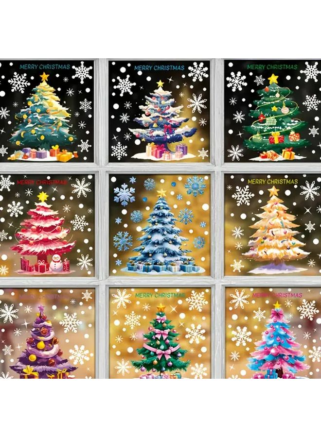 4Pcs Christmas Window Stickers Purple Tree Static Cling Decor For Glass - Image 5