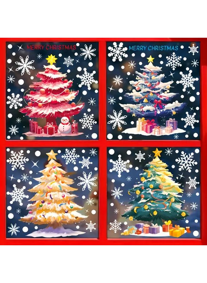 4Pcs Christmas Window Stickers Purple Tree Static Cling Decor For Glass - Image 1