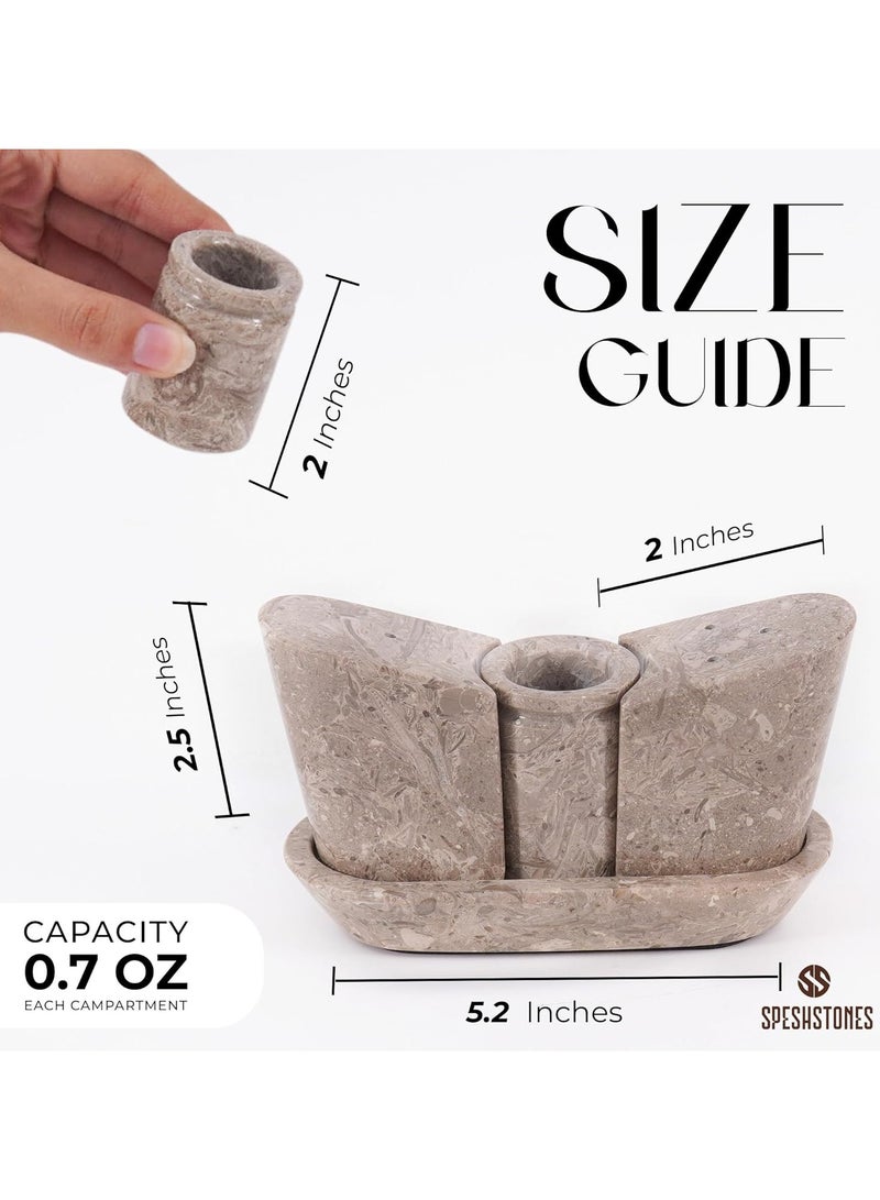 SPESHSTONES Marble Salt and Pepper Shakers Set With Tray 2.5 Inch Oceanic Stone Flaky Salt Cellar for Kitchen Table Decor Modern Spice Jars, Sugar Bowl and Seasoning Storage Containers - Image 3