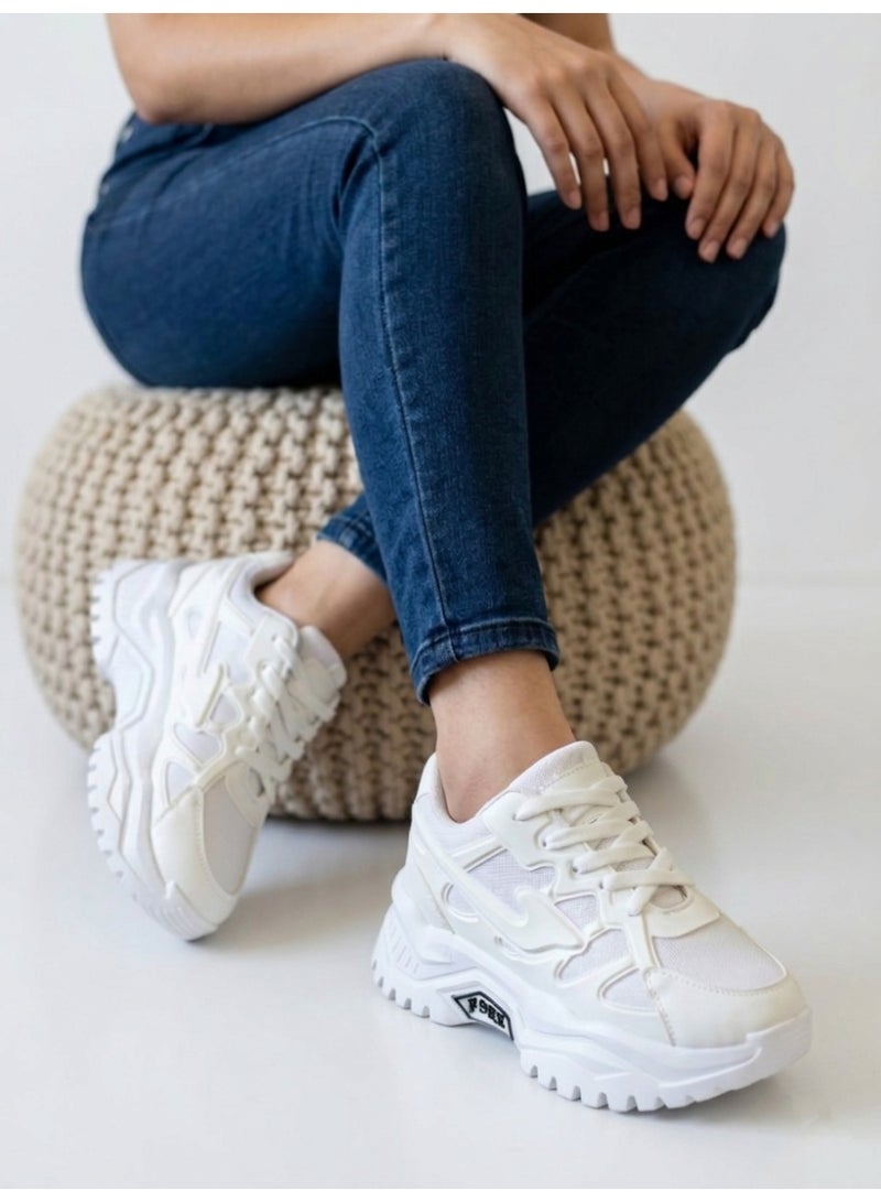 فيبراندا كوتشي نسائي أنيق بتصميم عصري يمنحك مظهرًا شبابيًا L-5-ابيض - Image 1