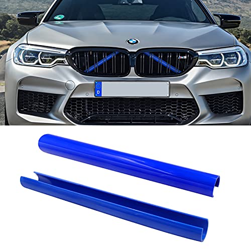 Jaronx Compatible with BMW Grill Inserts for 2 5 6 7 X1 X2 Series,F10 F11 F45 F12 F13 F01 F02 F48, Compatible with BMW V Brace Wrap Covers Blue Grill Stripes Front Grille Trim Stripes (Blue) - Image 1