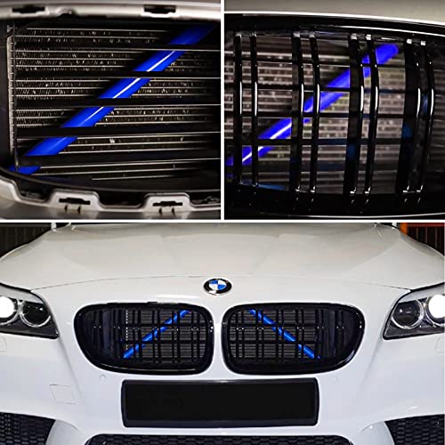 Jaronx Compatible with BMW Grill Inserts for 2 5 6 7 X1 X2 Series,F10 F11 F45 F12 F13 F01 F02 F48, Compatible with BMW V Brace Wrap Covers Blue Grill Stripes Front Grille Trim Stripes (Blue) - Image 4