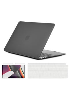Slim Rubberized Matte Case Compatible with MacBook Air 13 inch (A1932,A2179,A2337, 2018-2020) Hard Case with Keyboard Cover & Protector, Black