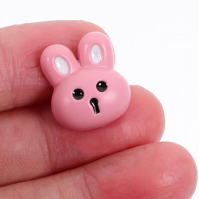 Pink Resin Bunny Buttons 10Pcs for DIY Clothing Sewing Crafts Decorations - Image 5