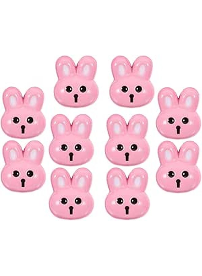 Pink Resin Bunny Buttons 10Pcs for DIY Clothing Sewing Crafts Decorations - Image 1