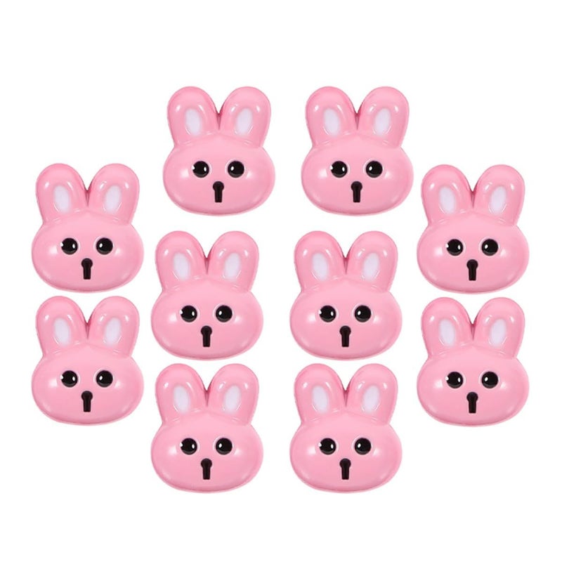Pink Resin Bunny Buttons 10Pcs for DIY Clothing Sewing Crafts Decorations - Image 2