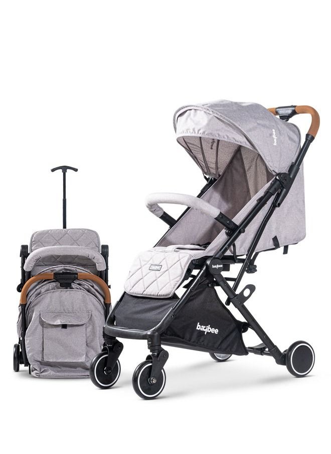 BAYBEE Baybee Infant Baby Pram Stroller for Newborn Babies with Metal Frame 3 Position Adjustable Seat Canopy  Bassinet Large Wheels Travel System Stroller For Baby Toddlers 0 to 3 Years Boys Girls Grey  - Image 1