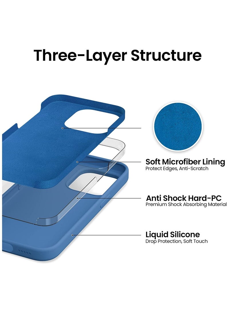 Delivus iPhone 14 Pro Case Silicone Cover Soft Liquid Gel Rubber Cover Anti-Scratch Anti-Fingerprint Anti-Drop (Blue) - Image 5