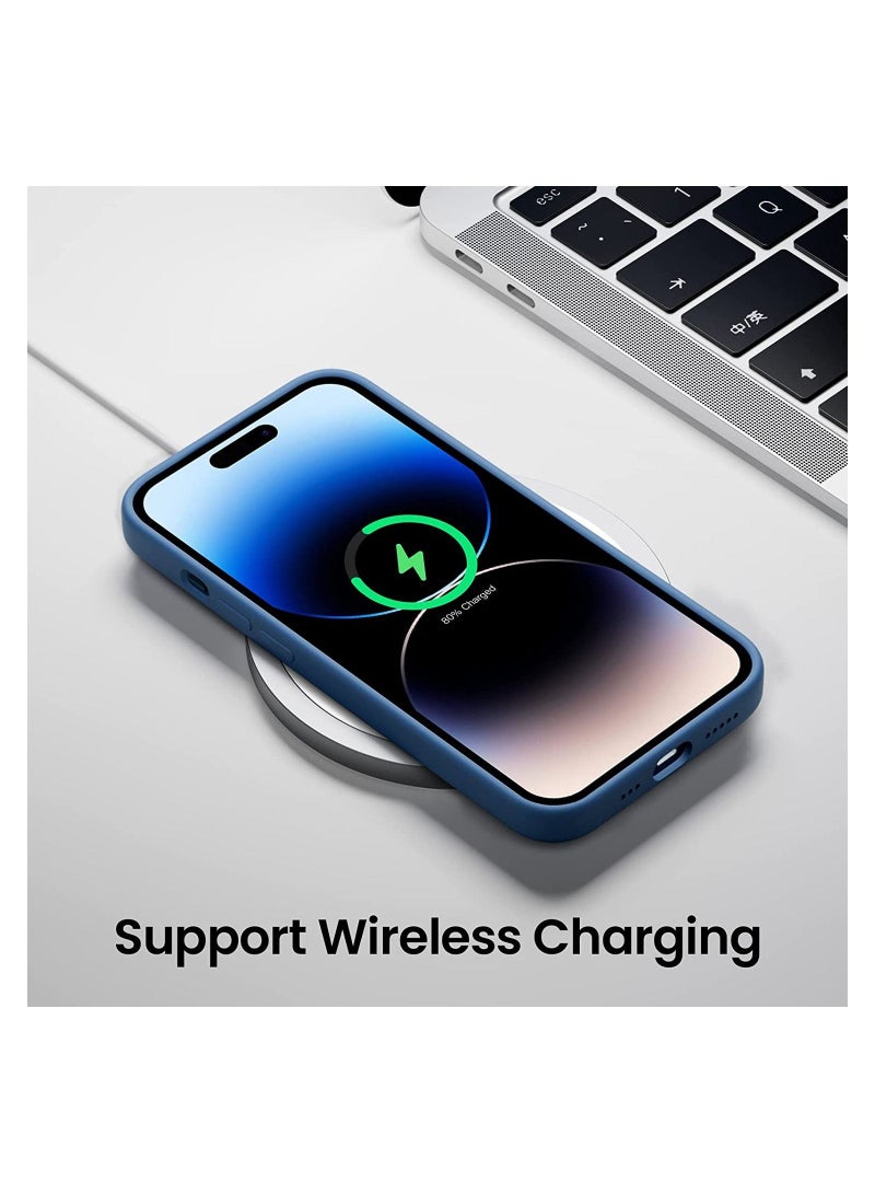 Delivus iPhone 14 Pro Case Silicone Cover Soft Liquid Gel Rubber Cover Anti-Scratch Anti-Fingerprint Anti-Drop (Blue) - Image 4