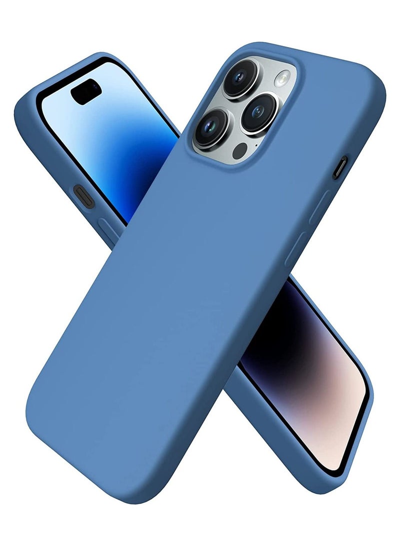 Delivus iPhone 14 Pro Case Silicone Cover Soft Liquid Gel Rubber Cover Anti-Scratch Anti-Fingerprint Anti-Drop (Blue) - Image 1