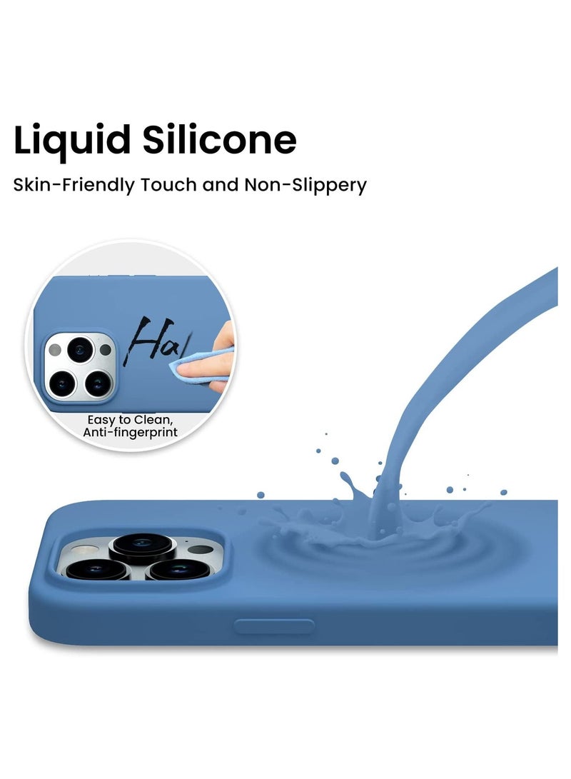 Delivus iPhone 14 Pro Case Silicone Cover Soft Liquid Gel Rubber Cover Anti-Scratch Anti-Fingerprint Anti-Drop (Blue) - Image 2