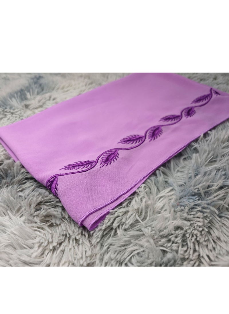 Best Gift Fashion - Fashion Chiffon Floral Embroidered Abaya With Hijab Purple Color - Image 1