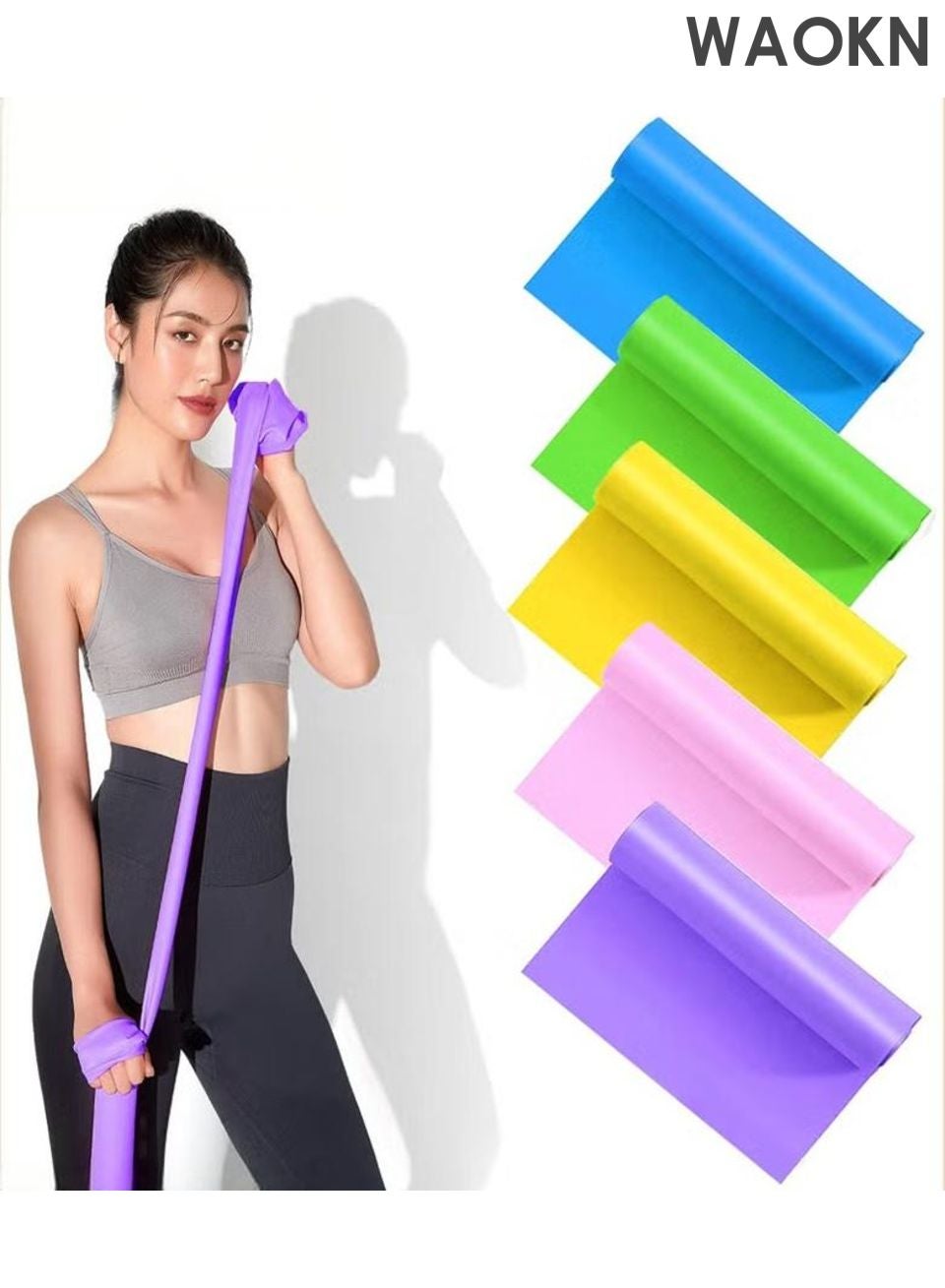 5-Piece Resistance Bands Set Resistance Exercise Band , for Physiotherapy, Strength Training & Fitness Workouts, Pilates, Stretching and Yoga Physical Therapy Fitness, Elastic band, tension band, fitness equipment,Pink,Blue,Green,Yellow,Purple.