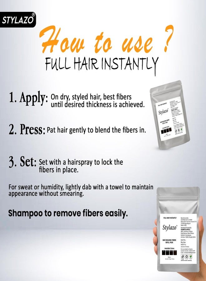 Stylazo Hair Fibers For Thin & Fine Hair -Hair Thickening Fiber Refill 55 gram (light Brown) - Image 4