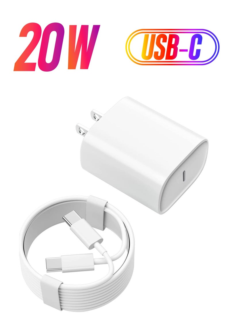 ELTRAZONE 20W USB C Fast Charger for iPad Pro 12.9/11 in 2021/2020/2018, iPad Air 4th/5th Generation 10.9", iPad Mini 6th Generation, iPad Charger Fast Charging Wall Charger Block with 6.6FT USB C to C Cable - Image 1