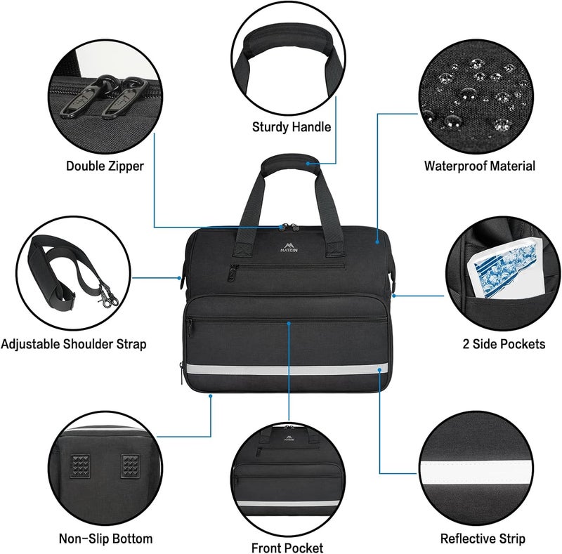 MATEIN حقيبة طبية كبيرة مقاومة للماء حقائب الإسعافات الأولية مع العديد من الجيوب للممرضات حقيبة صحية منزلية محمولة حقيبة طبيب هدايا للممرضات للزيارات المنزلية الرعاية الصحية هوسبيس سوداء - Image 5
