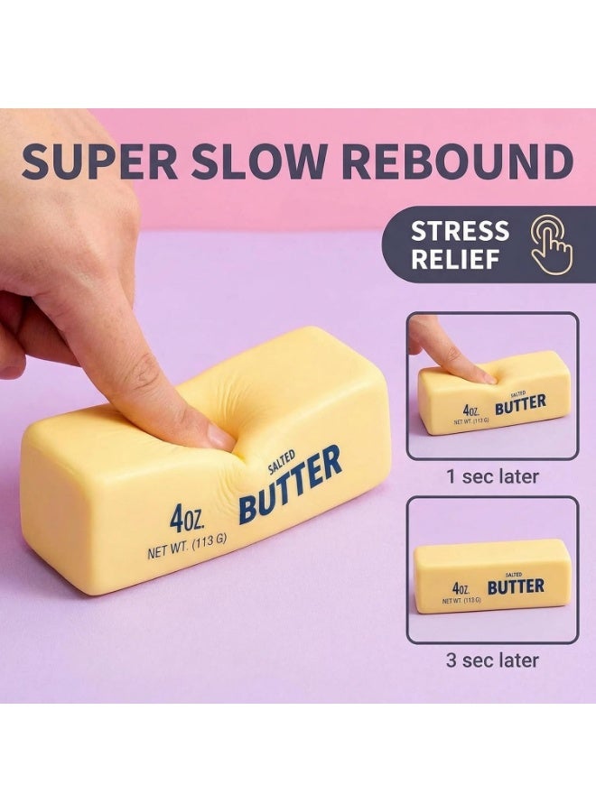 squishy New Type of Extrusion Ball - Realistic Butter Stick Soft Extrusion Toy, Cheese Soft and Cute Squeeze Toy, Slowly rebounds Cute Butter Extrusion Toy, Soft Extrusion Type Stress Relief Ball (Beige-1pc) - Image 4