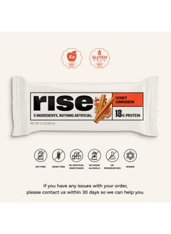 RISE Whey Protein Bars - Honey Cinnamon | Breakfast Bar & Protein Snack 18G Protein 4G Fiber Just 5 Whole Food Ingredients Gluten-Free Soy Free  - Image 2