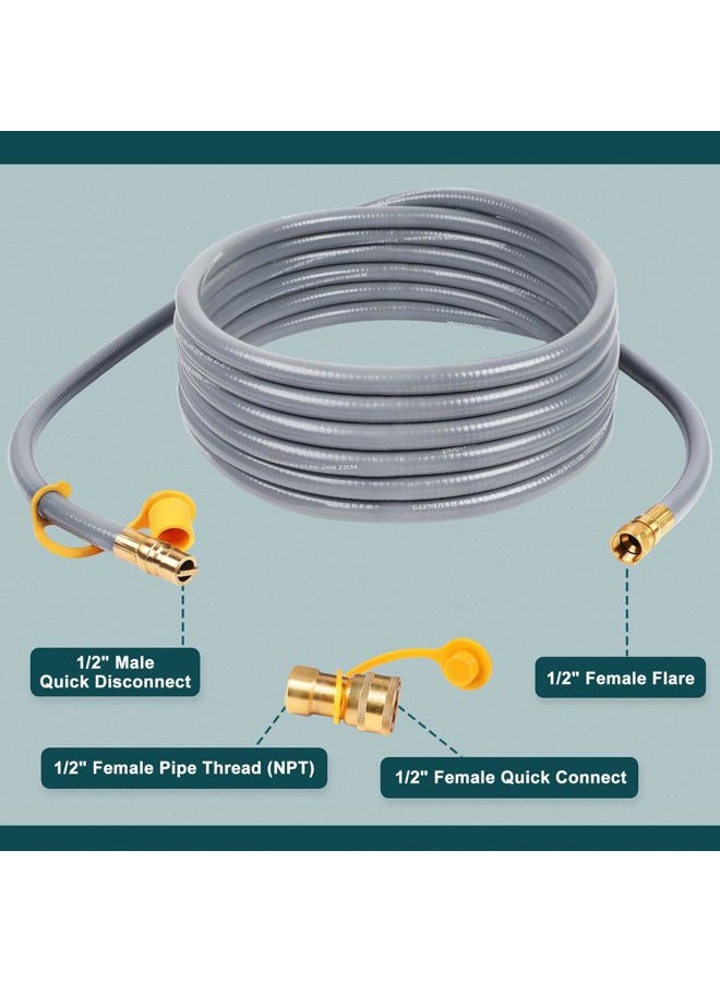 GASPRO 24 Feet 1/2 ID Natural Gas Hose,Quick Connect Disconnect with 3/8" Female by 1/2" Male for Grill,Generator,Patio Heater,Pizza Oven,etc - Image 2