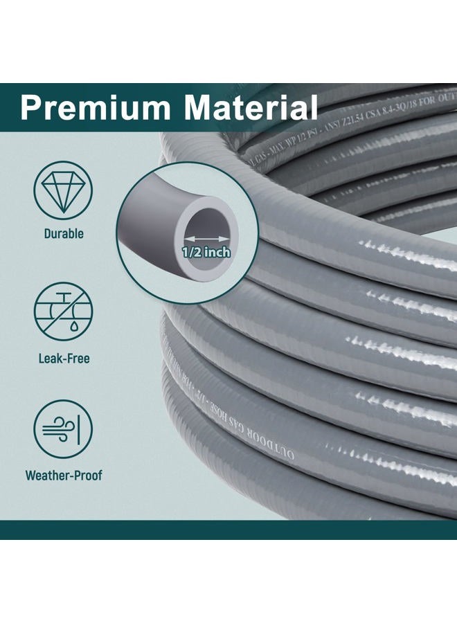 GASPRO 24 Feet 1/2 ID Natural Gas Hose,Quick Connect Disconnect with 3/8" Female by 1/2" Male for Grill,Generator,Patio Heater,Pizza Oven,etc - Image 5
