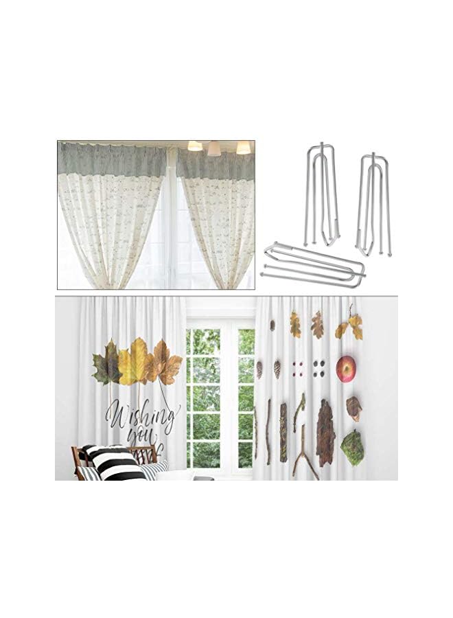 The Bros12pcs Stainless Steel Curtain Pleater Tape Hooks Stainless Curtain Pleat Hook 4 Prongs Pinch Pleat Hook Clip Traverse Pleater(Curtain Rings not Included) - Image 2